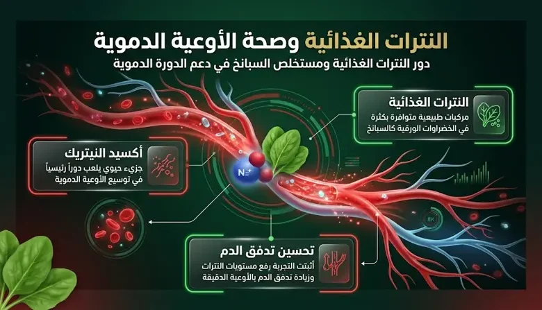 دور النترات الغذائية ومستخلص السبانخ في دعم الدورة الدموية والأوعية
