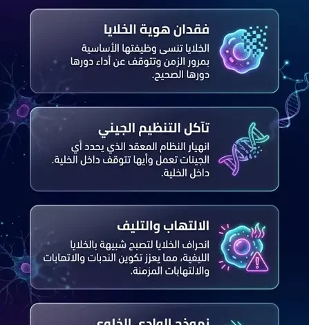 كيف تؤدي الشيخوخة إلى فقدان الخلايا لهويتها وتآكل التنظيم الجيني بدلاً من مجرد التلف التراكمي.